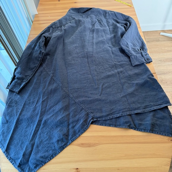 NWT Grizas Tunic 100% Linen Blue Lagenlook Asymmetrical Hem XL - Picture 11 of 14